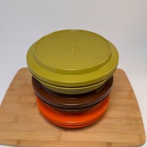 Vintage Tupperware Harvest Seal-N-Serve Bowls with Lids – 6 Piece Set – Retro